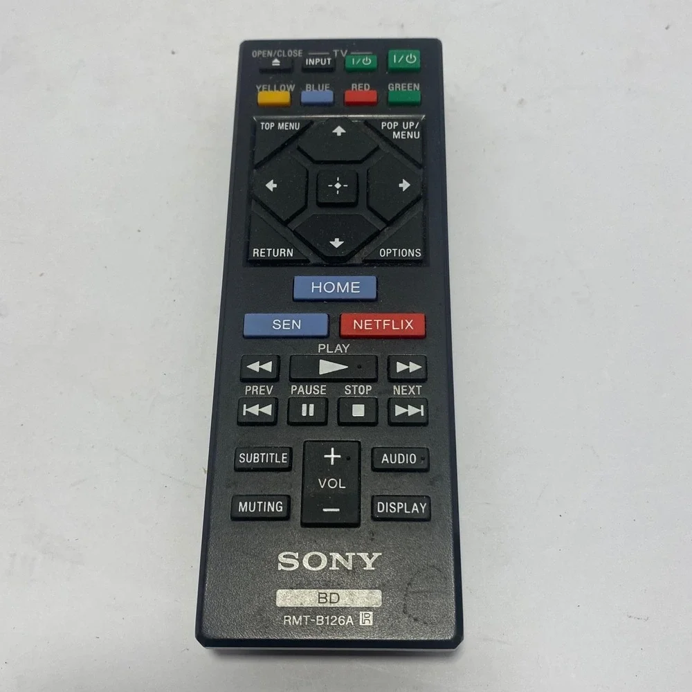 Sony Remote Control Black RMT-B126A Blu-ray Netflix SEN Untested